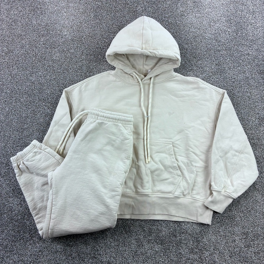 The Arrivals Sweat Suit Women's Small Cream Hoodie Joggers Sweatpants Set